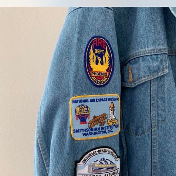 Harley Davidson Oversized Trucker Jacket With Patches Boho Chic Coastal Cowgirl - Picture 4 of 6